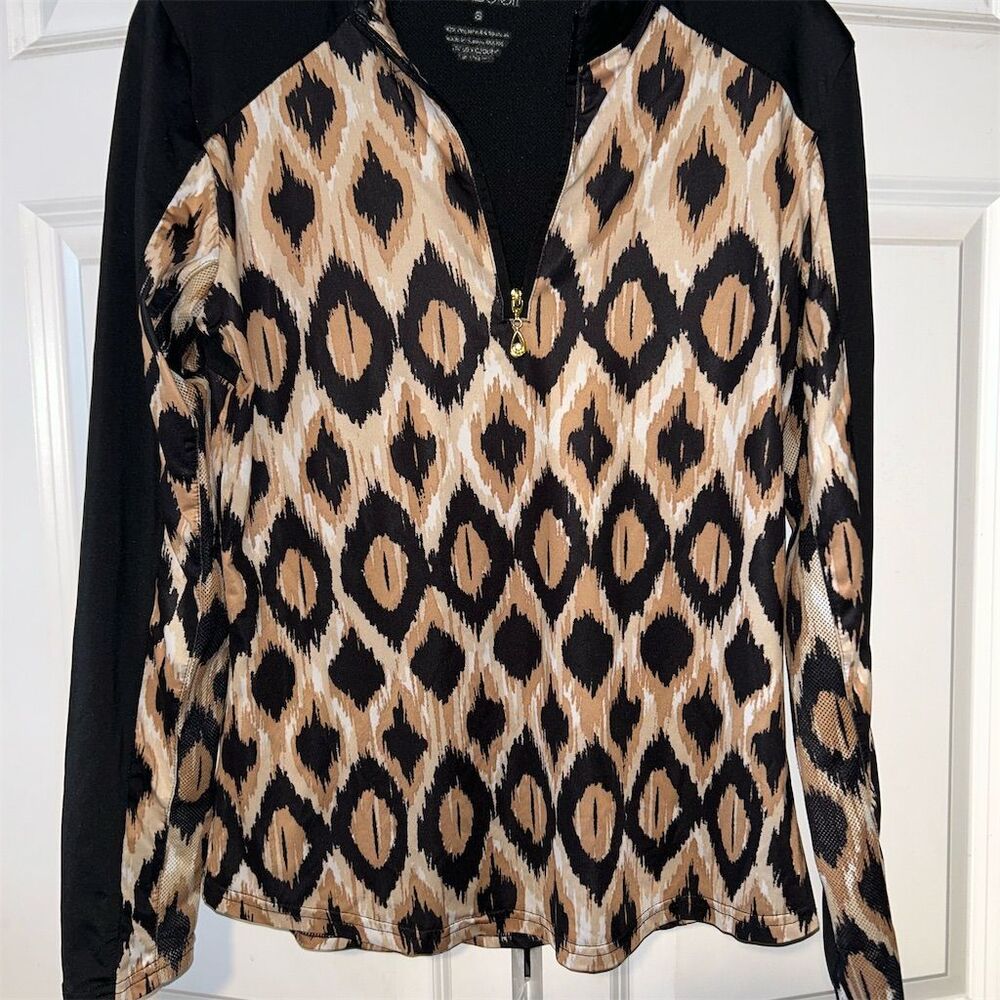 San Soleil Women's S Geometric Long Sleeve Golf Top UV 50+ Protection